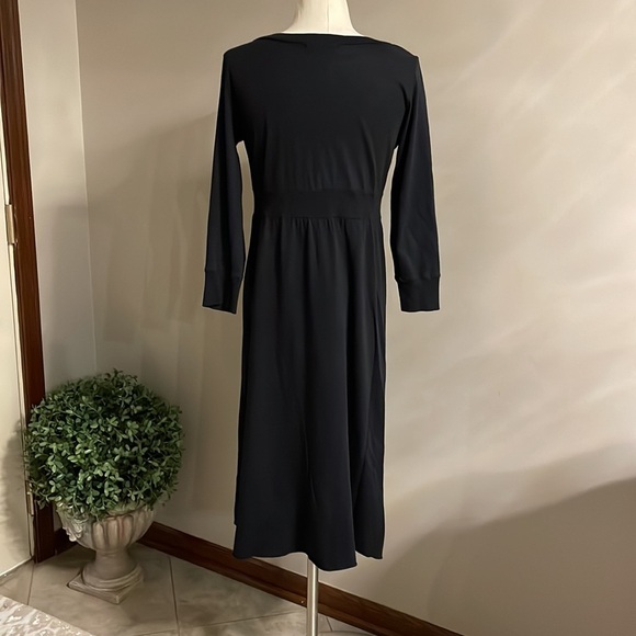 Velvet by Graham Spencer black dress 100% jersey cotton beaded V neckline size L - Picture 3 of 11